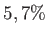$ 5,7\%$