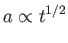 $\displaystyle a\propto
t^{1/2}$