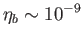 $\displaystyle \eta _{b}\sim
                  10^{-9}$