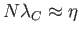 $ N\lambda _{C}\approx \eta $