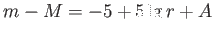 $\displaystyle m-M=-5+5 \lg
                  r+A$