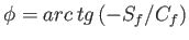 $\displaystyle \phi=arc  tg  (-S_f/C_f)$