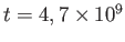 $ t=4,7\times
              10^{9}$